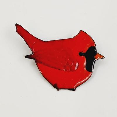 HAND PAINTED CARDINAL METAL PIN