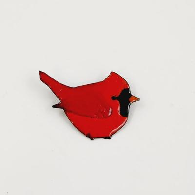 HAND PAINTED CARDINAL METAL PIN