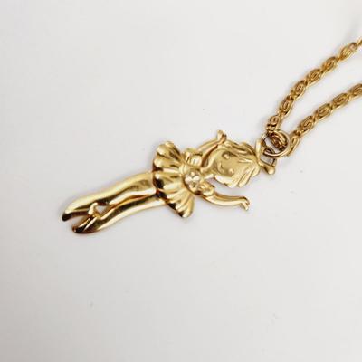 GOLD TONED AVON MOVING LEGS BALLERINA NECKLACE