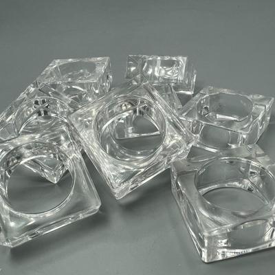 Square Shaped Lucite Clear Plastic Napkin Rings Holders
