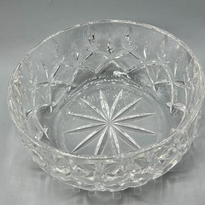 Vintage Simple Diamond Pattern Cut Crystal Glass Serving Console Bowl Dish