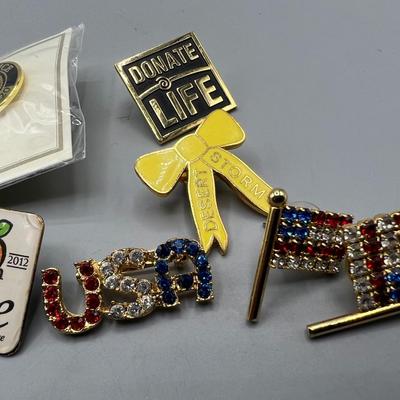 Lot of Miscellaneous Commemorative Pins & More