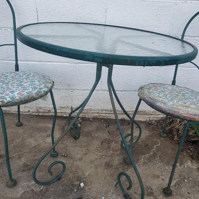 CUTE METAL & GLASS BISTRO SET