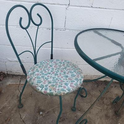 CUTE METAL & GLASS BISTRO SET