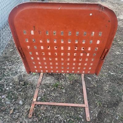 ANTIQUE HEAVY METAL LATTICE BACK CHAIR