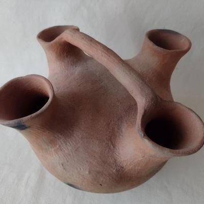South American Hand-Crafted Clay Pottery Water Vessel
