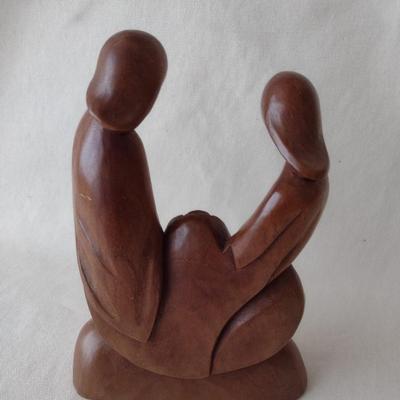 Solid Wood Carved Spiritual Icon Statuette