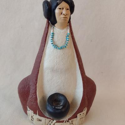 Zuni Pottery Figural Statue Signed by Artists