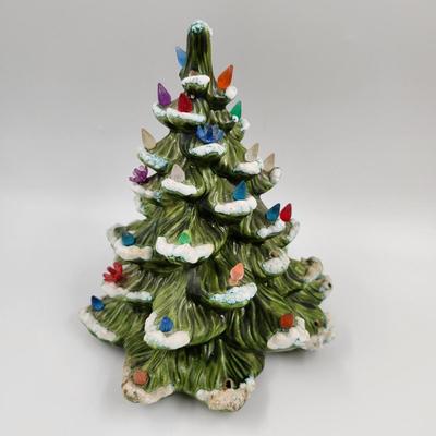 VINTAGE FROSTED CERAMIC CHRISTMAS TREE SIGNED