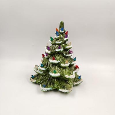 VINTAGE FROSTED CERAMIC CHRISTMAS TREE SIGNED