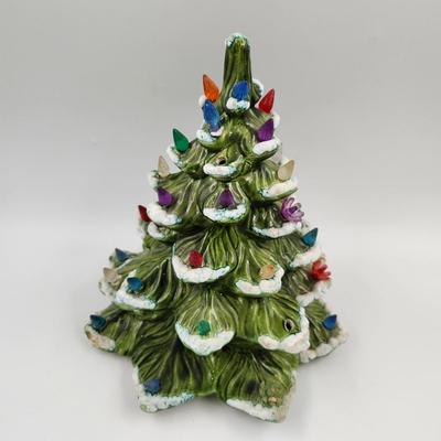 VINTAGE FROSTED CERAMIC CHRISTMAS TREE SIGNED