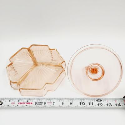 BEAUTIFUL VINTAGE PINK GLASS ITEMS (EACH ITEM IS CHIPPED)