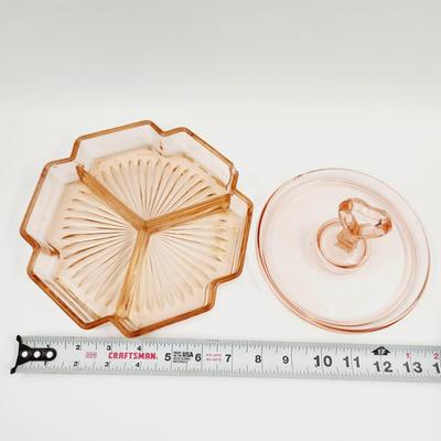 BEAUTIFUL VINTAGE PINK GLASS ITEMS (EACH ITEM IS CHIPPED)