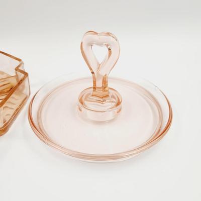 BEAUTIFUL VINTAGE PINK GLASS ITEMS (EACH ITEM IS CHIPPED)