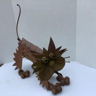 1058 Vintage Cat Scrap Metal Sculpture