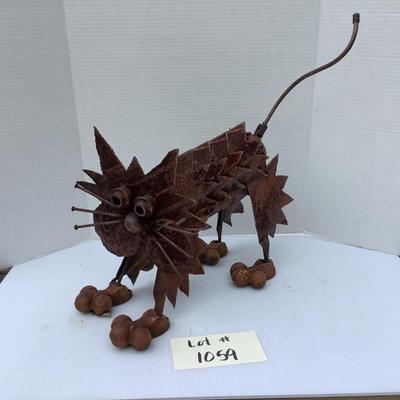 1059 Vintage Cat Metal Sculpture