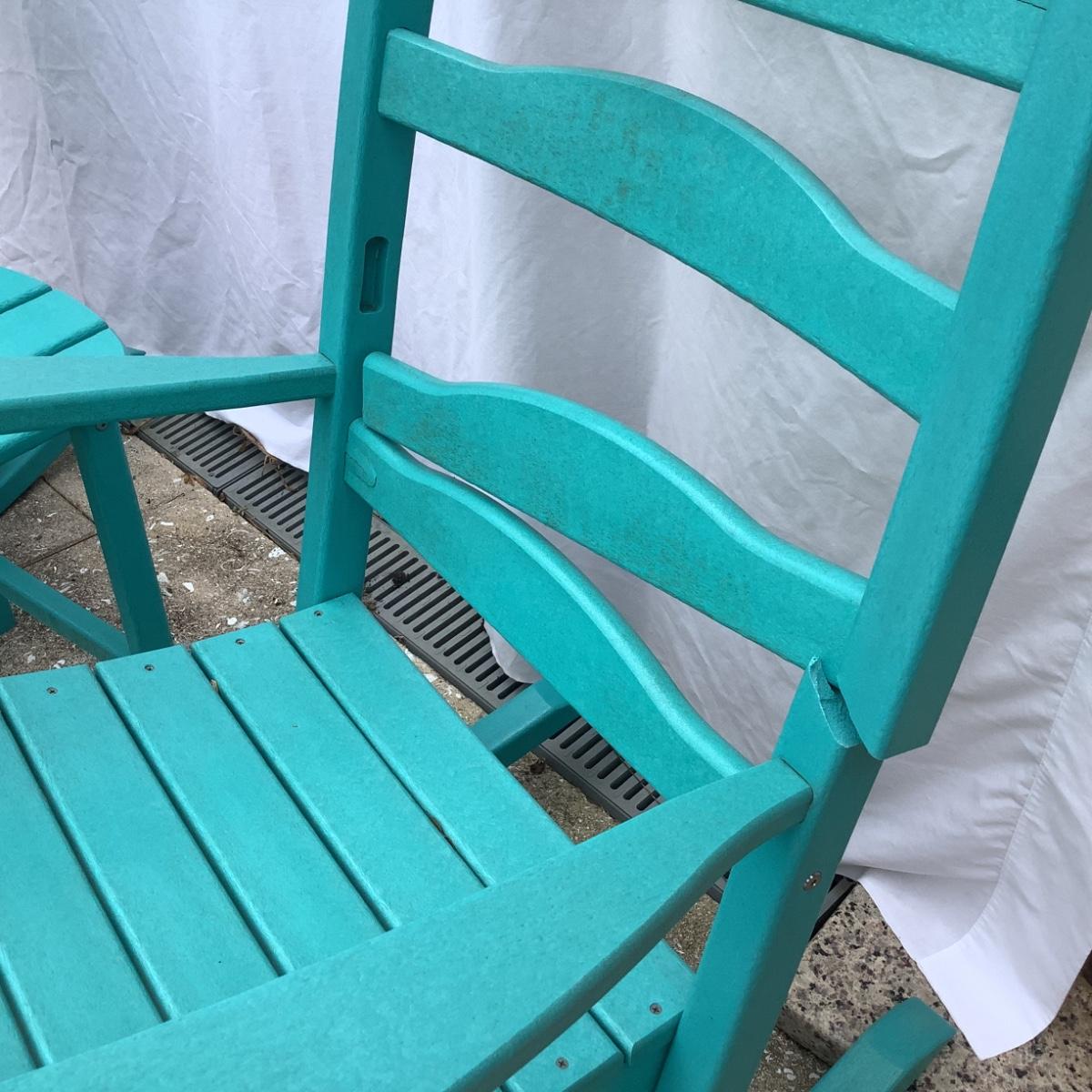 1061 Pair of Polywood Rocking Chairs with Table
