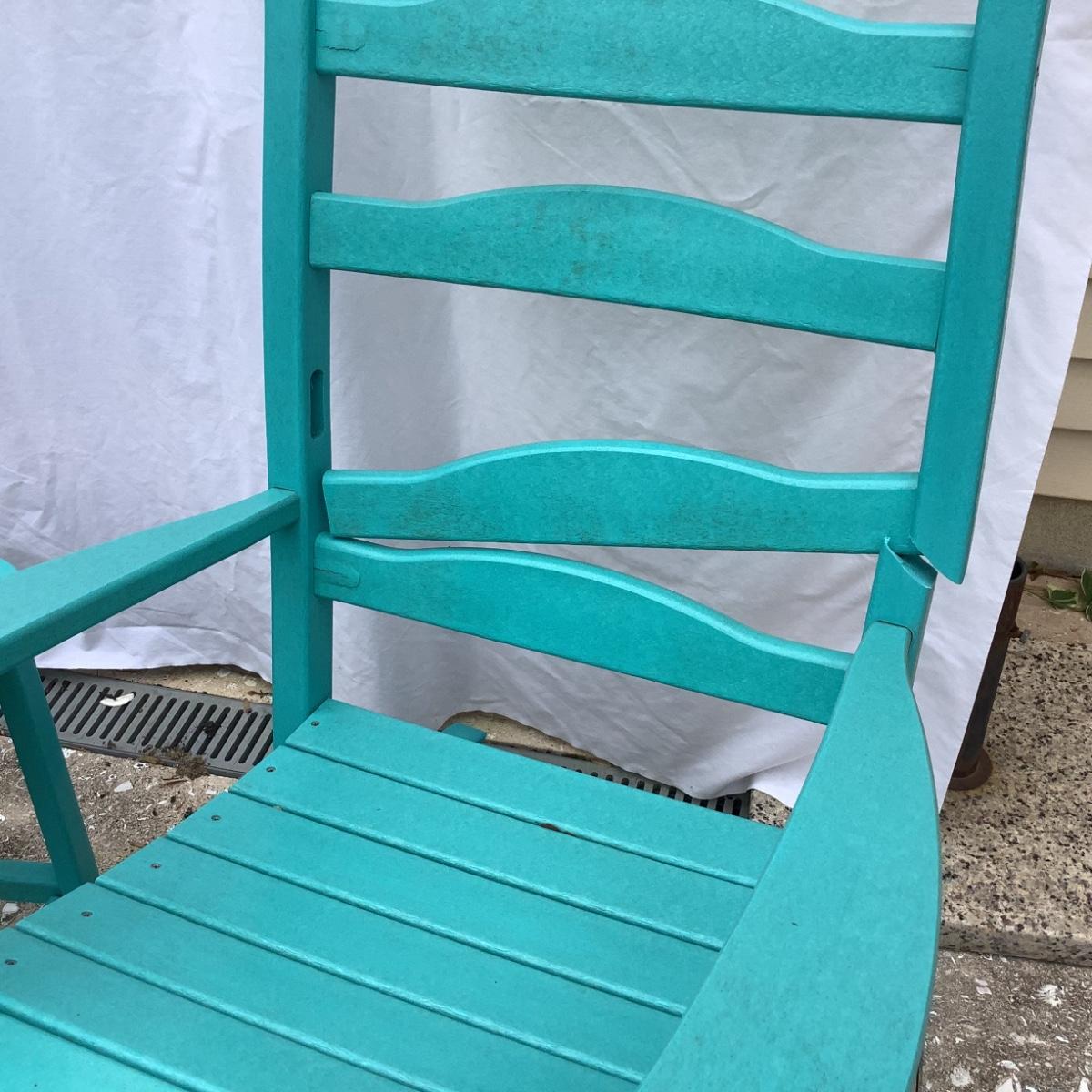 1061 Pair of Polywood Rocking Chairs with Table