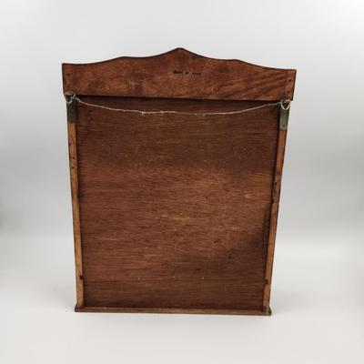 VINTAGE WOODEN SEASONING CABINET W/ GLASS SEASONING BOTTLES