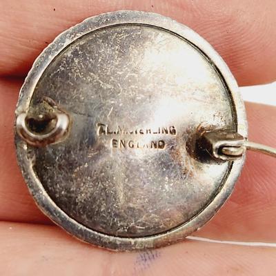 VINTAGE TLM STERLING BUTTERFLY WING BEACH SCENE PIN