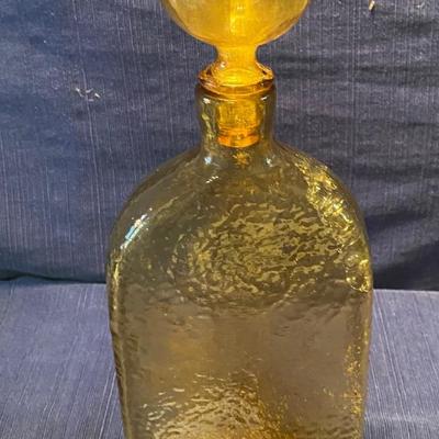 Vintage 1960 Amberina Glass Embossed Bottle