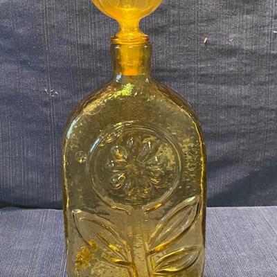 Vintage 1960 Amberina Glass Embossed Bottle