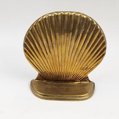 SEA SHELL BRASS BOOK END