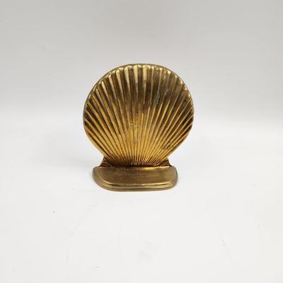 SEA SHELL BRASS BOOK END