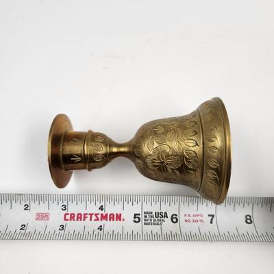 VINTAGE ETCHED BRASS CANDLE BELL