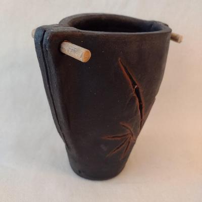 Heavy Pottery Ikebana or Arrangement Centerpiece Vase