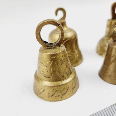 BUNDLE OF VINTAGE ETCHED BRASS BELLS