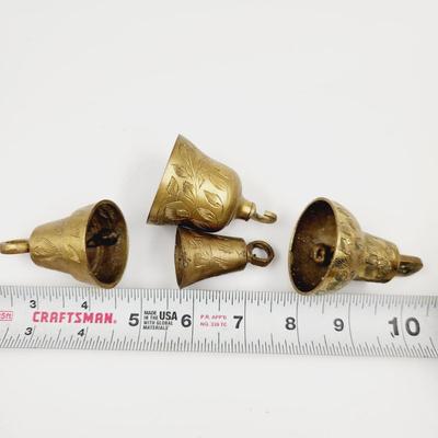 BUNDLE OF VINTAGE ETCHED BRASS BELLS