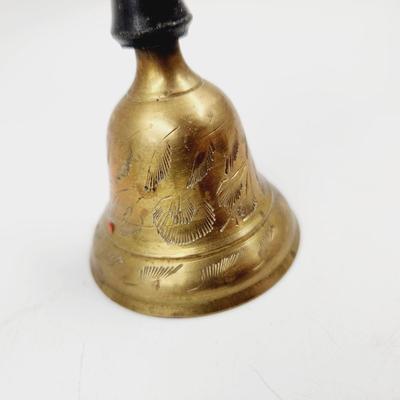 WOODEN HANDLED ETCHED BRASS BELL