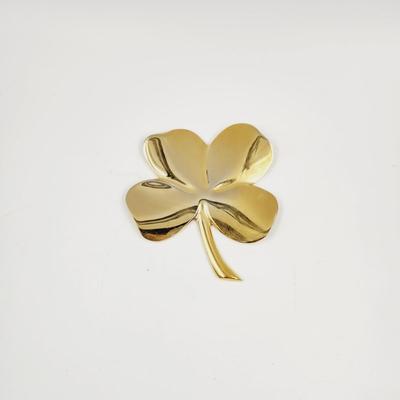 VINTAGE GERITY 24K GOLD PLATED FOR LEAF CLOVER SHAMROCK W/ IRISH POEM
