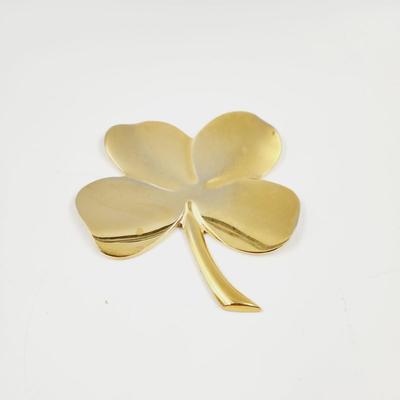 VINTAGE GERITY 24K GOLD PLATED FOR LEAF CLOVER SHAMROCK W/ IRISH POEM