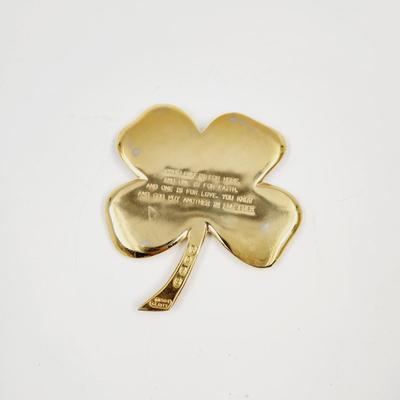 VINTAGE GERITY 24K GOLD PLATED FOR LEAF CLOVER SHAMROCK W/ IRISH POEM