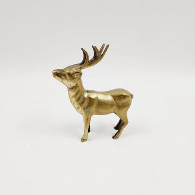 DETAILED REINDEER BRASS DECOR STATUE