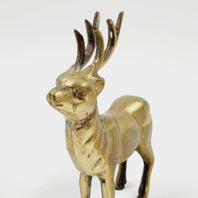 DETAILED REINDEER BRASS DECOR STATUE