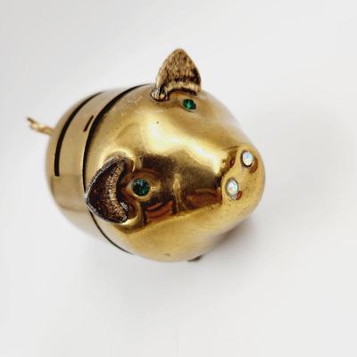 MID-CENTURY BRASS PIGGY BANK