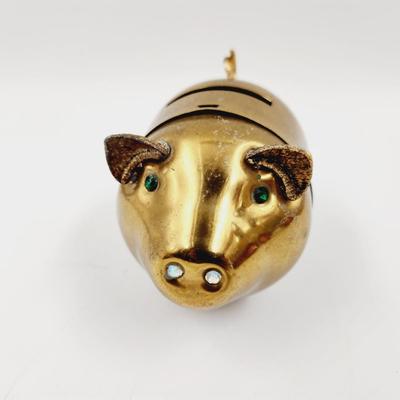 MID-CENTURY BRASS PIGGY BANK