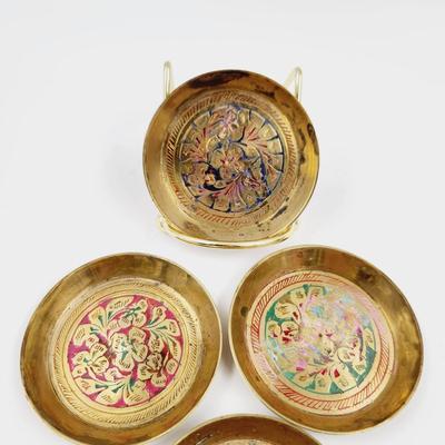 VINTAGE COLORED ETCHED DRINK COASTERS