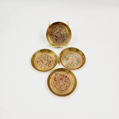 VINTAGE COLORED ETCHED DRINK COASTERS