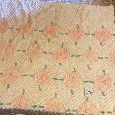 Pink Rose Chenille Bed Spread