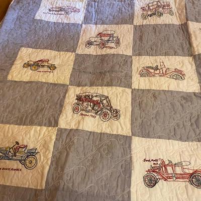 Amazing Embroidery Antique Car Quilt