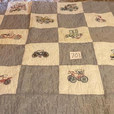 Amazing Embroidery Antique Car Quilt