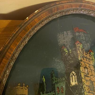 Vintage Revered Large Painting W/ Oval Frame
