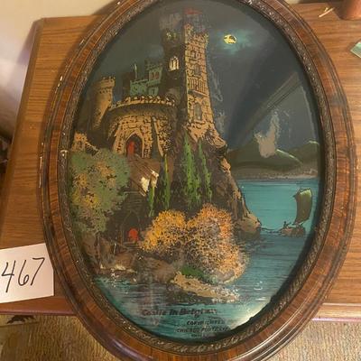 Vintage Revered Large Painting W/ Oval Frame