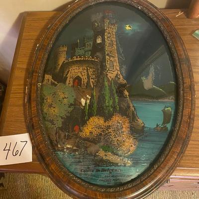 Vintage Revered Large Painting W/ Oval Frame