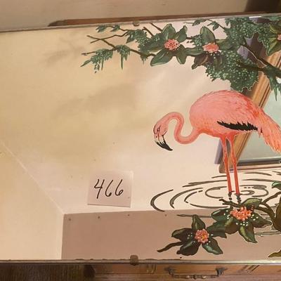Vintage Hand Painted Flamingo Mirror