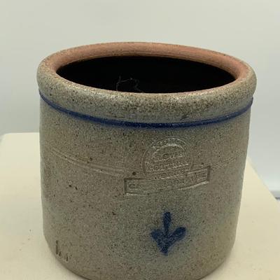 Crock with cobalt rose pattern